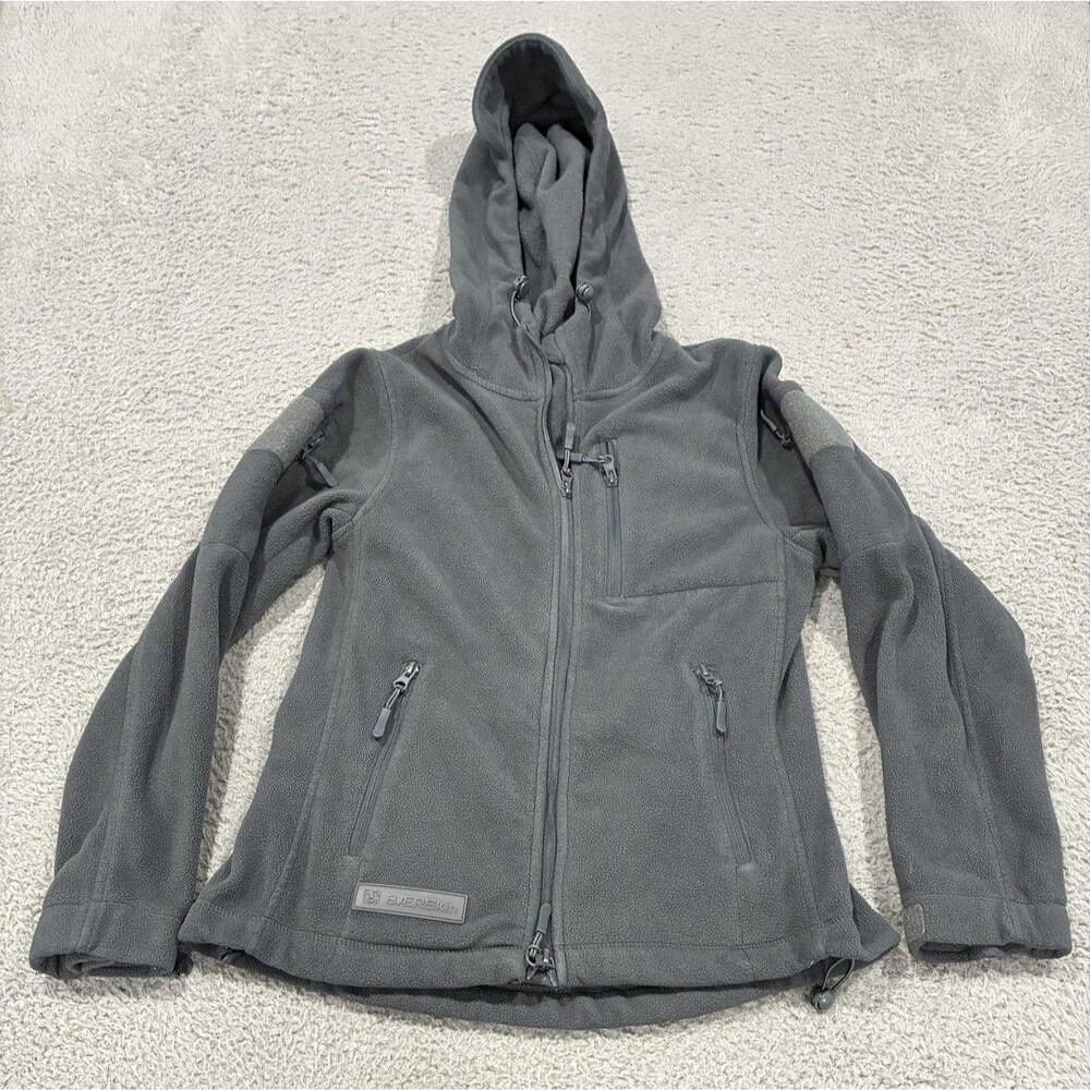 BAERskin Jacket Women Small Gray Tactical Fleece Hooded Full Zip Pockets Outdoor